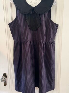 Black Friday Black and Purple Stripe Peter Pan Collar Dress